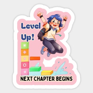 School's out, Level Up! Next Chapter Begins! Class of 2024, graduation gift, teacher gift, student gift. Sticker